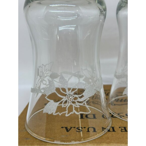 HOMCO Poinsettia Votive Glass Candle Holders 5.5"x3 - Set of 4 NIB Holiday Decor - Picture 3 of 8